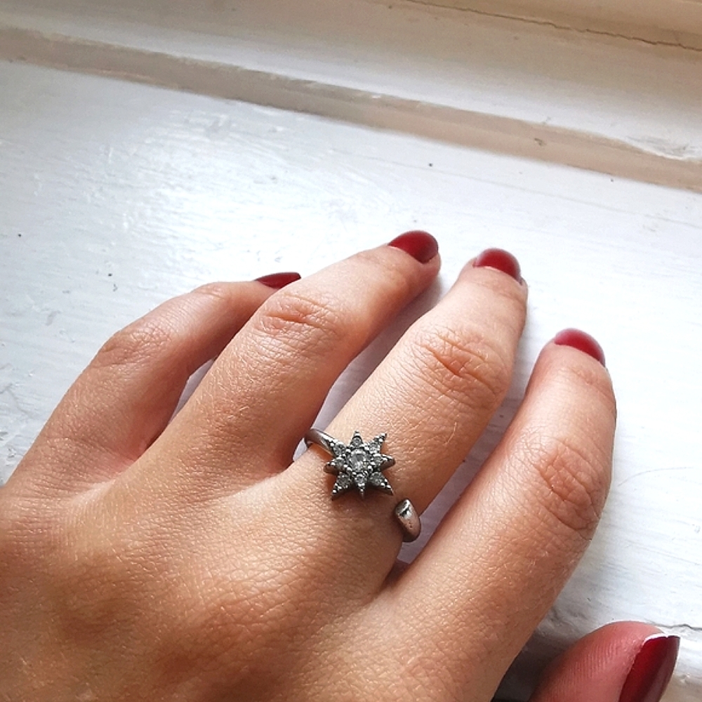 Sterling silver Starburst open band ring